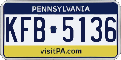 PA license plate KFB5136