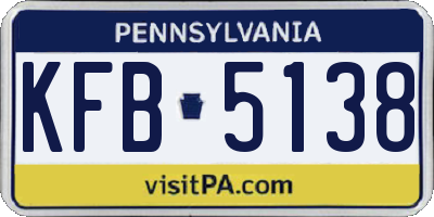 PA license plate KFB5138