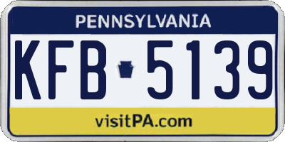 PA license plate KFB5139