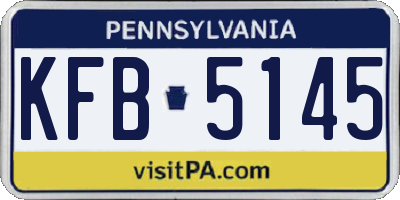 PA license plate KFB5145