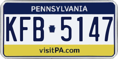 PA license plate KFB5147