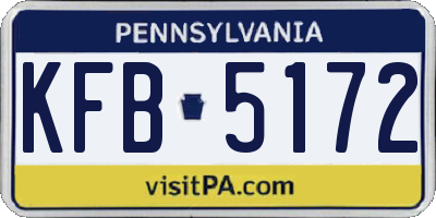 PA license plate KFB5172