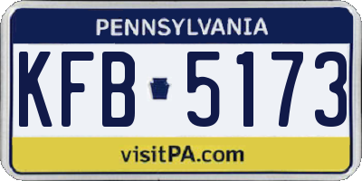 PA license plate KFB5173