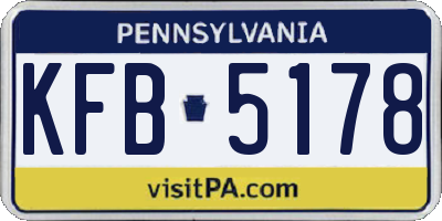 PA license plate KFB5178