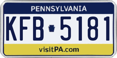 PA license plate KFB5181