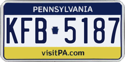 PA license plate KFB5187