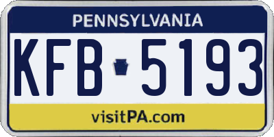 PA license plate KFB5193