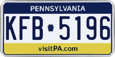 PA license plate KFB5196