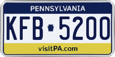 PA license plate KFB5200