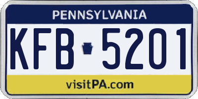 PA license plate KFB5201