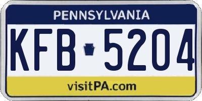 PA license plate KFB5204