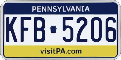 PA license plate KFB5206