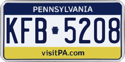 PA license plate KFB5208