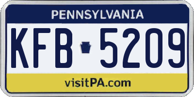 PA license plate KFB5209