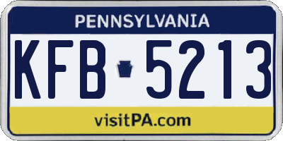 PA license plate KFB5213