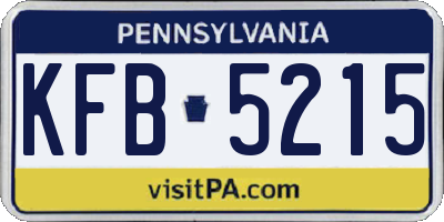PA license plate KFB5215