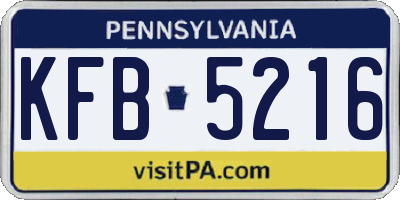 PA license plate KFB5216