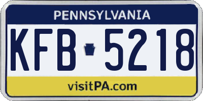 PA license plate KFB5218
