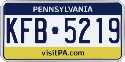 PA license plate KFB5219