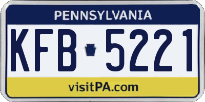 PA license plate KFB5221