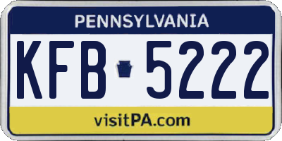 PA license plate KFB5222