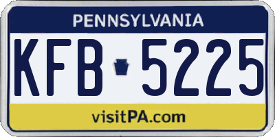 PA license plate KFB5225