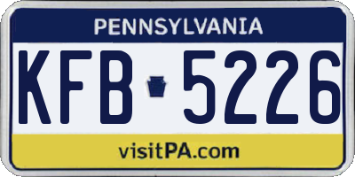 PA license plate KFB5226