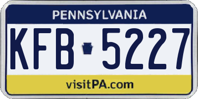 PA license plate KFB5227