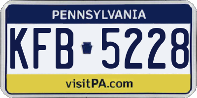 PA license plate KFB5228