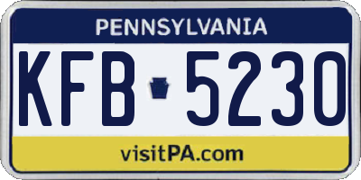 PA license plate KFB5230