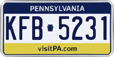 PA license plate KFB5231
