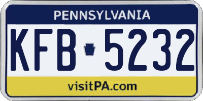 PA license plate KFB5232
