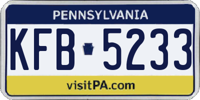 PA license plate KFB5233
