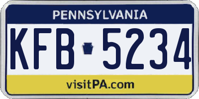PA license plate KFB5234