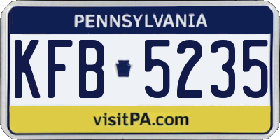 PA license plate KFB5235