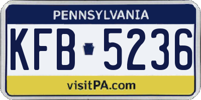 PA license plate KFB5236