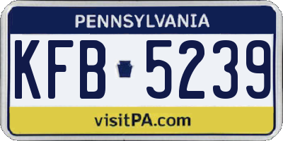PA license plate KFB5239