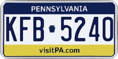 PA license plate KFB5240