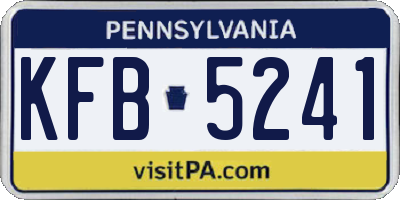 PA license plate KFB5241