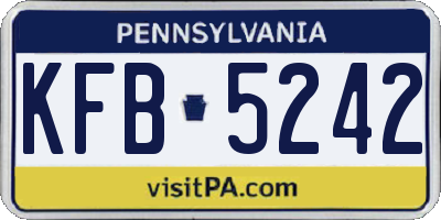 PA license plate KFB5242