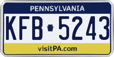 PA license plate KFB5243
