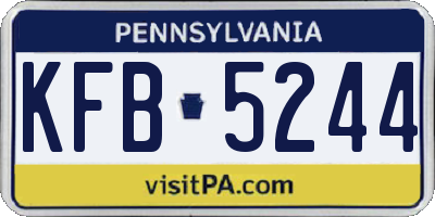 PA license plate KFB5244