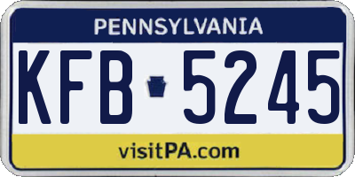 PA license plate KFB5245