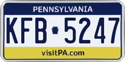PA license plate KFB5247