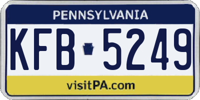 PA license plate KFB5249