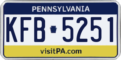 PA license plate KFB5251