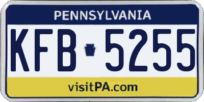 PA license plate KFB5255