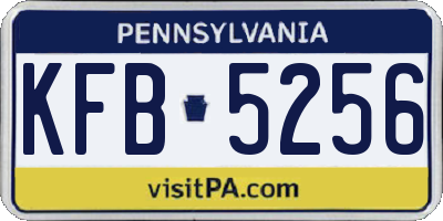 PA license plate KFB5256