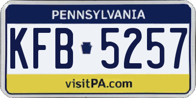 PA license plate KFB5257