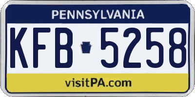 PA license plate KFB5258